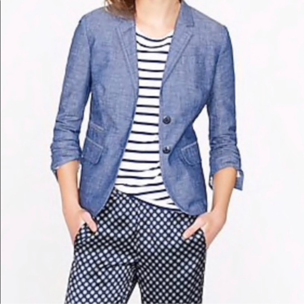 J.Crew Schoolboy style blazer in classic blue Chambray, 2 button close, Size 4 - Picture 11 of 14